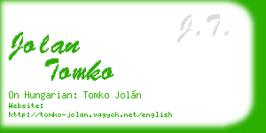 jolan tomko business card